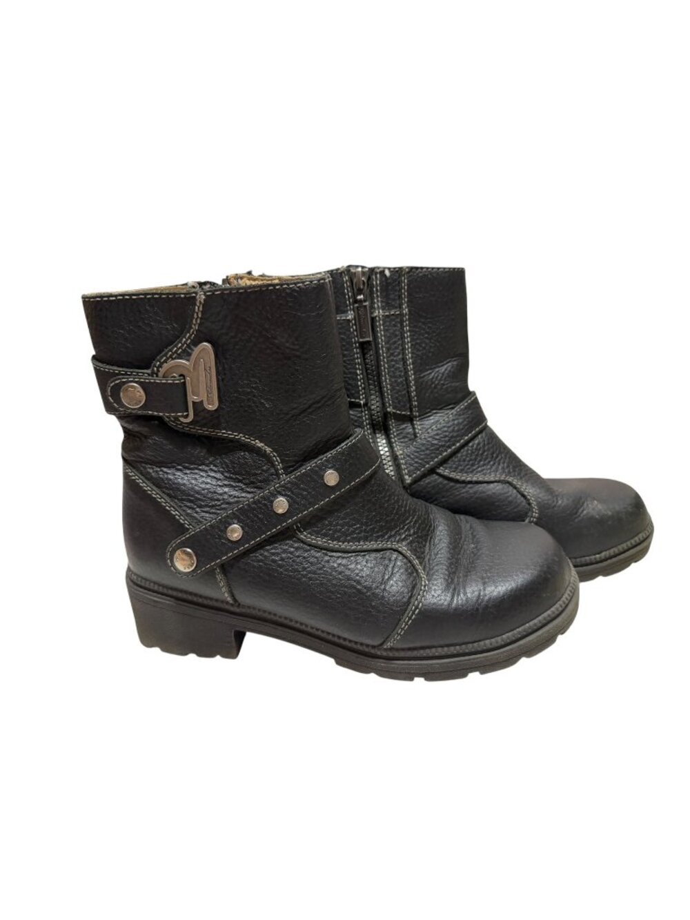 Milwaukee Motorcycle Clothing Co Womens Black Leather Ankle Boots Size 9B MVB237